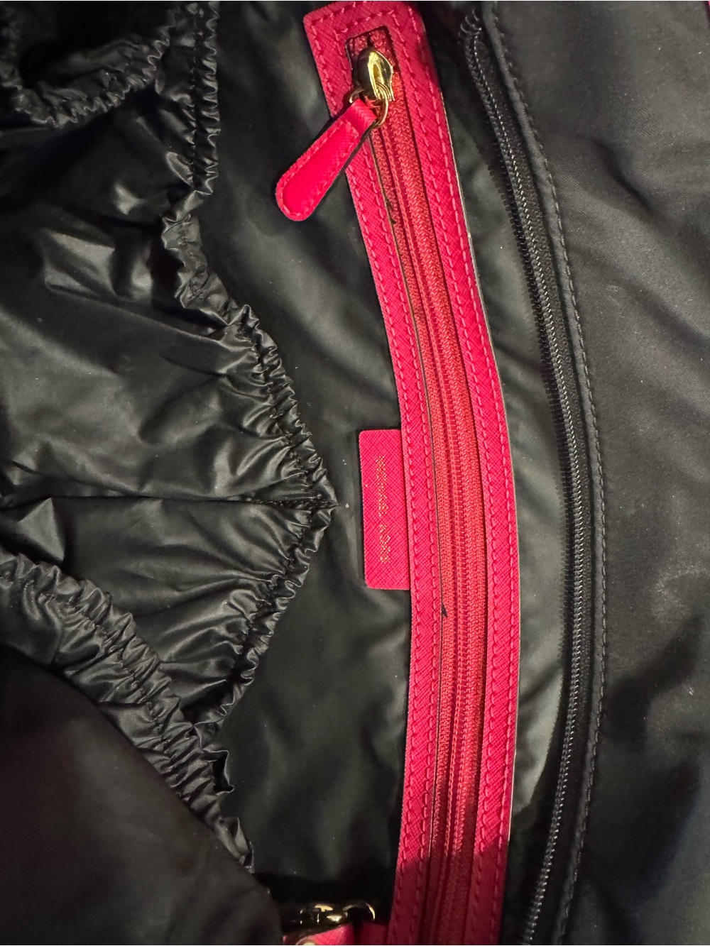Michael Kors Black diaper bag with Hot Pink Trim and Gold Accents - Picture 3 of 12
